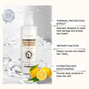 Détail du shampooing réparateur EELHOE aux ingrédients naturels pour protection thermique.