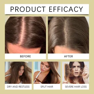 Hair care essential oil efficacy detail display, smoothing dry, split and damaged hair.