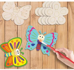 Lot de 9 tranches de bois papillon DIY inachevées pour la peinture des enfants et décoration