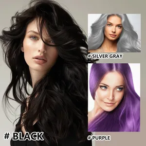 Milde Kräuterhaarwäsche mit attraktiven Effekten in Schwarz, Silbergrau und Violett.