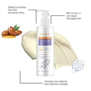 Detailed view of the argan oil moisturizing shampoo bottle showing nourishing hair formula.