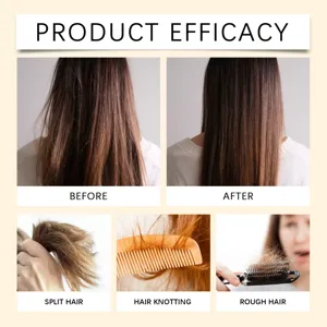 Haarpflege Produktwirksamkeit Detail mit Haarvergleich gegen Krause und Spliss.