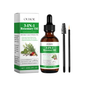 OUHOE 3-en-1 Huile de Romarin Serums de Croissance Capillaire avec Huile de Ricin et Batana