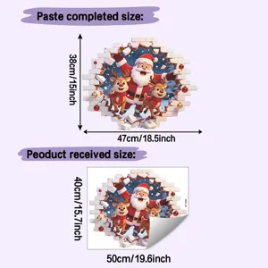 Detaillierte Größentabelle für 3D-Weihnachts-Wandaufkleber mit Weihnachtsmann und Rentier