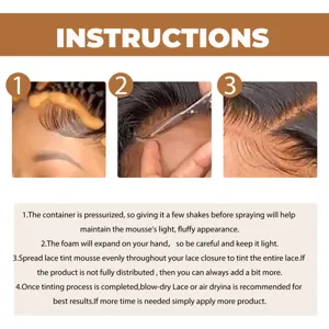 Lace tint mousse step-by-step instruction graphic for easy and flawless wig application.