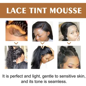 Lace tint mousse for wig application, lightweight formula, seamless natural tone blending.