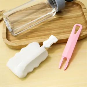 Cepillo de taza con esponja y mango largo perfecto para limpiar botellas de vidrio y tazas.