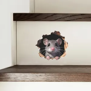 3D Visual Mouse Wall Sticker PVC Waterproof Fairytale Mouse Hole Sticker For Bedroom Bathroom Stairs Home Decor Mural