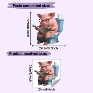 Size chart showing 24cm received and 22cm pasted funny pig toilet wall sticker dimensions.