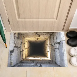 3D Visual Rock Tunnel Wall Sticker Self-Adhesive PVC Decal For Home Decor Living Room Entrance Floor Wall Art Decoration