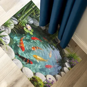 3D Koi Fisch Teich Lotus Wandaufkleber Wasserdicht PVC Selbstklebend Bodenaufkleber Für Wohnzimmer Badezimmer Deko