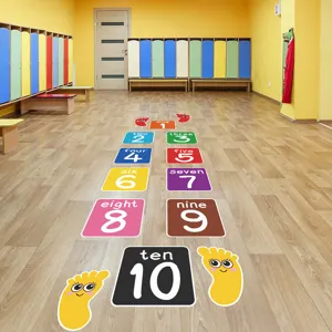 Kleurrijke hinkelbaan vloerstickers met nummers 1-10 voor kinderkamer en klaslokaal
