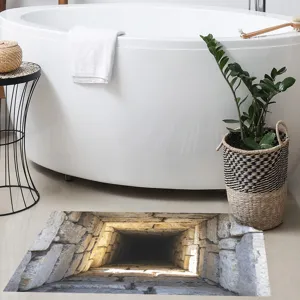 3D realistic stone tunnel visual floor sticker decal for bathroom home decor
