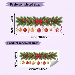 Detailed dimension guide showing paste and received sizes for Christmas wall stickers