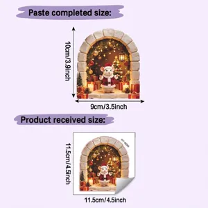 Detailed size guide for Christmas mouse hole wall sticker showing product dimensions