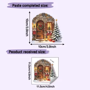 Detail view showing paste size (10cm) and sheet size (11.5cm) for Christmas wall stickers