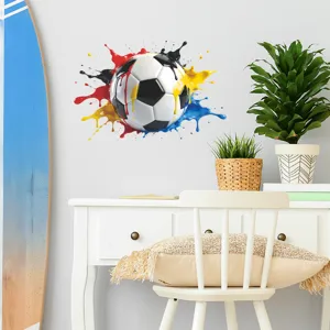 Adesivo murale calcio con schizzi di colore vivaci per la decorazione della camera