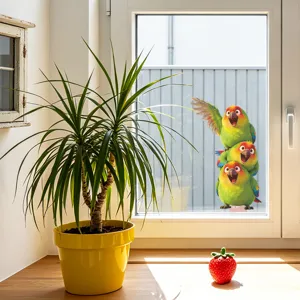 Bunte Cartoon Papagei Fensteraufkleber für eine lebendige und fröhliche Glasdekoration