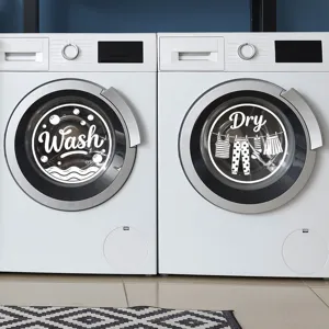 Minimalistische Wash und Dry Wandaufkleber für die Dekoration von Waschmaschinentüren