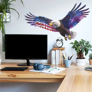 Sticker mural autocollant aigle américain aux ailes étoilées pour un bureau moderne