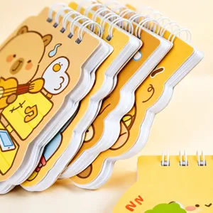 Mini cute cartoon animal spiral notebook detail, pocket size sticky note pad with thick paper.