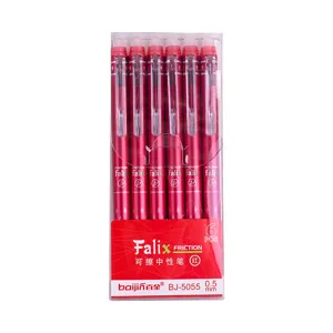 Set van 6 rode uitwisbare gelpennen, 0,5 mm fijne punt thermische wrijvingspennen schrijven.