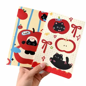 Süßes Katze Apfel Design A5 Notizbuch Schüler Planer Tagebuch Set mit bunten Innenseiten