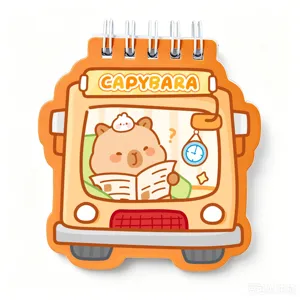 Cute mini spiral notebook with funny capybara cartoon design, portable pocket note pad.