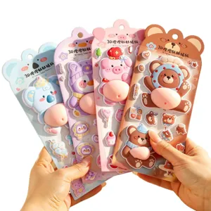Mignons autocollants 3D squishy animaux, autocollants bouffants doux pour décoration.