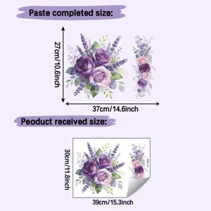 Dimensions of watercolor lavender rose wall sticker for home decoration