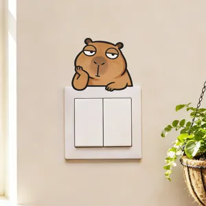 Kreatives Cartoon Wasserschwein Wandtattoo PVC Selbstklebender Lichtschalter Aufkleber Für Badezimmer Wohnzimmer Haus Dekor Sticker