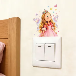 Encantadora pegatina de pared princesa hada para decorar interruptor de dormitorio