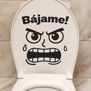 Αστείο ισπανικό αυτοκόλλητο τουαλέτας Bájame με θυμωμένο πρόσωπο για διακόσμηση σπιτιού