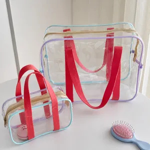 Ensemble de trousse de maquillage PVC transparent grande capacité sac de plage étanche organiseur