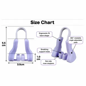 Tabella delle dimensioni del correttore nasale con altezza di 5.5cm e larghezza.
