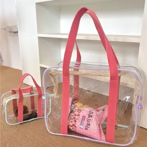 Sac cabas transparent en PVC grande capacite sac de plage impermeable sac a epaule