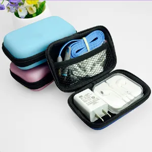 Mini portable zipper storage bag for earphones cables and coins. Durable hard case design.