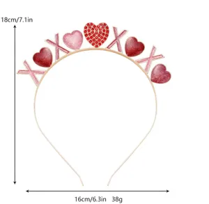 Valentine's Day headband with XOXO crystal hearts, dimensions 18x16cm, weight 38g