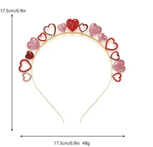 Detailed product dimensions and weight view of the red pink heart crystal headband
