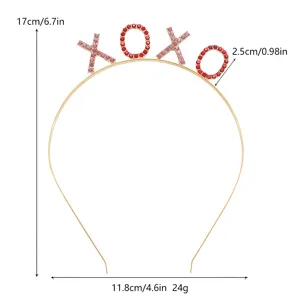 Detailed dimensions and weight of this crystal XOXO headband for Valentine's Day party