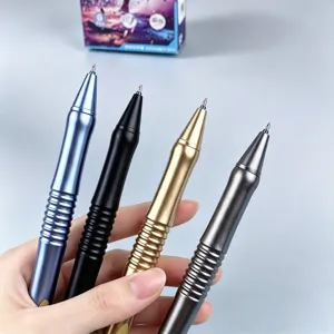 Metal gel pen set with cool tactical design, 0.5mm fine point, smooth writing for students and boys.