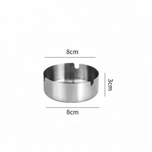 Runder Aschenbecher aus Edelstahl, 8cm Durchmesser für Haushalt, Hotel, Restaurant.