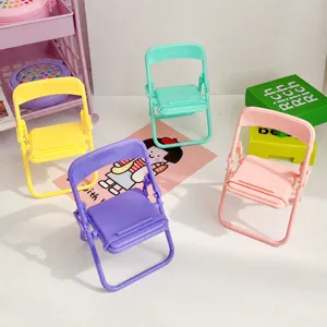 Mignon Mini Chaise Pliante Support de Téléphone Plastique Ornement de Bureau Portable Réglable Support de Smartphone Accessoires de Bureau