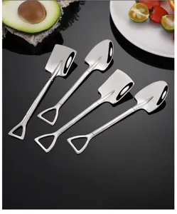 Stainless steel shovel spoons set, creative dessert coffee fruit spoons for home kitchen