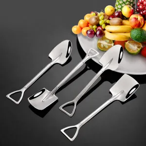 Creative Stainless Steel Shovel Spoon Cute Coffee Ice Cream Watermelon Scoop Retro Dessert Spoon Kitchen Dining Tool