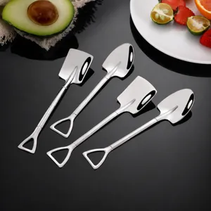 Stainless steel shovel spoons set, creative dessert coffee and watermelon spoon tableware.