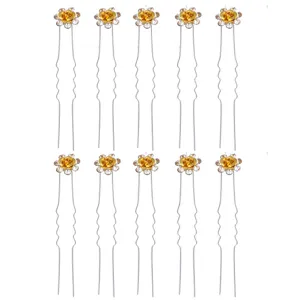 Set van 10 barokke gouden rozen haarspelden met kristallen voor bruidskapsels