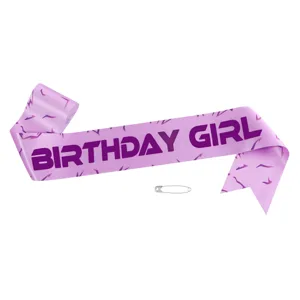 Light purple satin Birthday Girl sash with safety pin for girl's birthday parties
