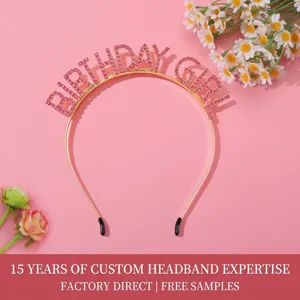 Funkelndes Birthday Girl Strass-Stirnband für Geburtstagsfeiern mit goldenem Rahmen