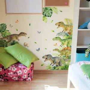 Aquarell-Dinosaurier-Dschungel-Wandaufkleber für die Kinderzimmer Wanddekoration